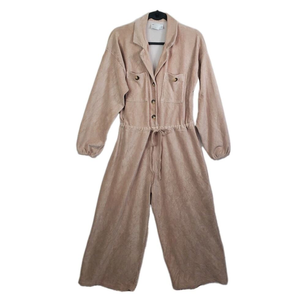 ASOS Design Soft Corduroy Jumpsuit Women’s Wide Leg Tan Boiler Suit Sz 6 Small